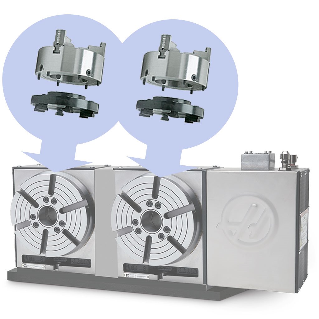 Picture of TMX 10in Set-Tru Steel Body 6-Jaw Scroll Chuck Package for HAAS HRT210-2 Rotary Table