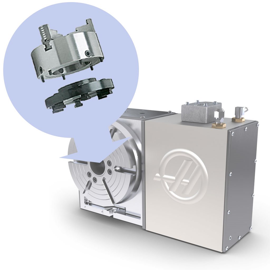 Picture of TMX 10in Set-Tru Steel Body 6-Jaw Scroll Chuck Package for HAAS HRT210 Rotary Table