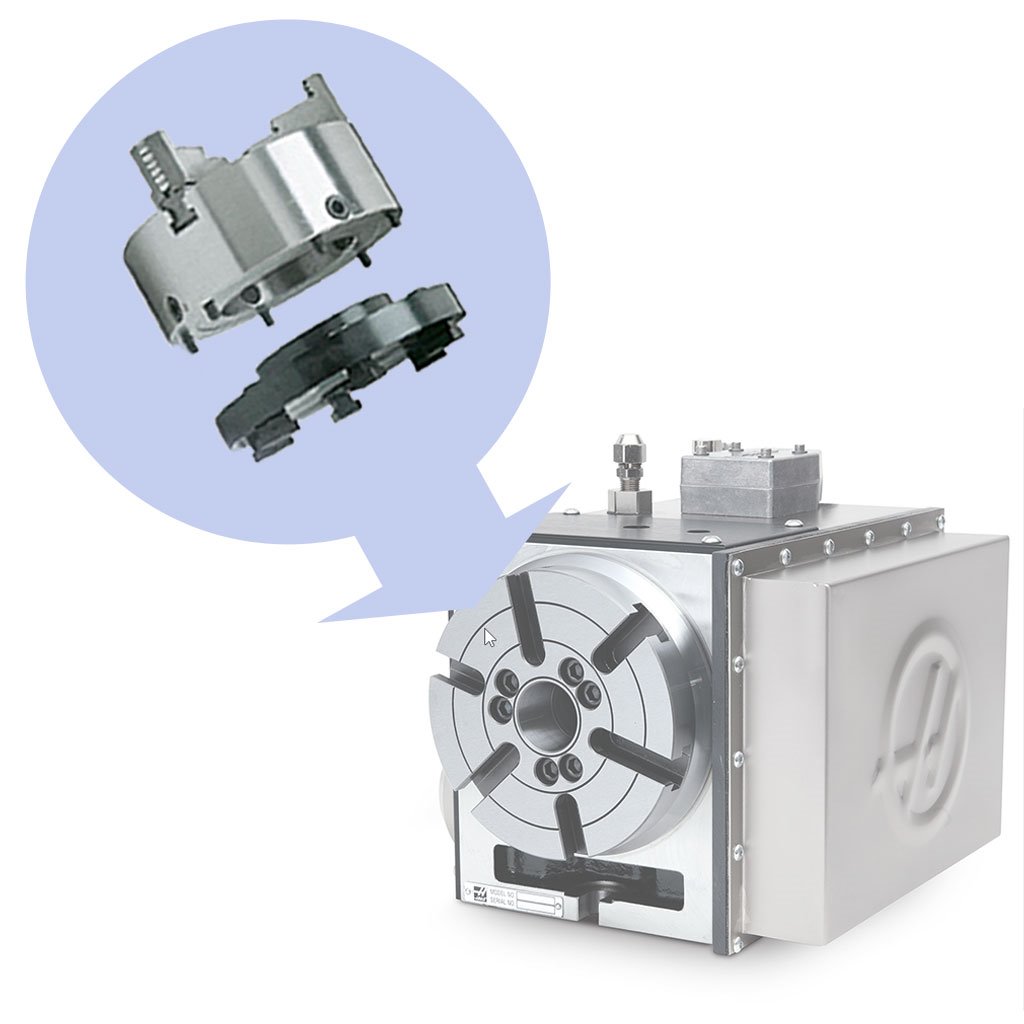 Picture of TMX 10in Set-Tru Steel Body 3-Jaw Scroll Chuck Package for HAAS HRT210SP Rotary Table