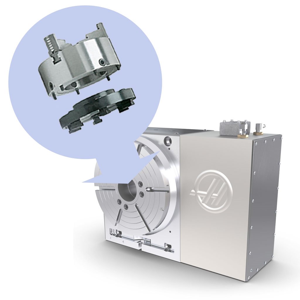 Picture of TMX 10in Set-Tru Steel Body 3-Jaw Scroll Chuck Package for HAAS HRT310 Rotary Table