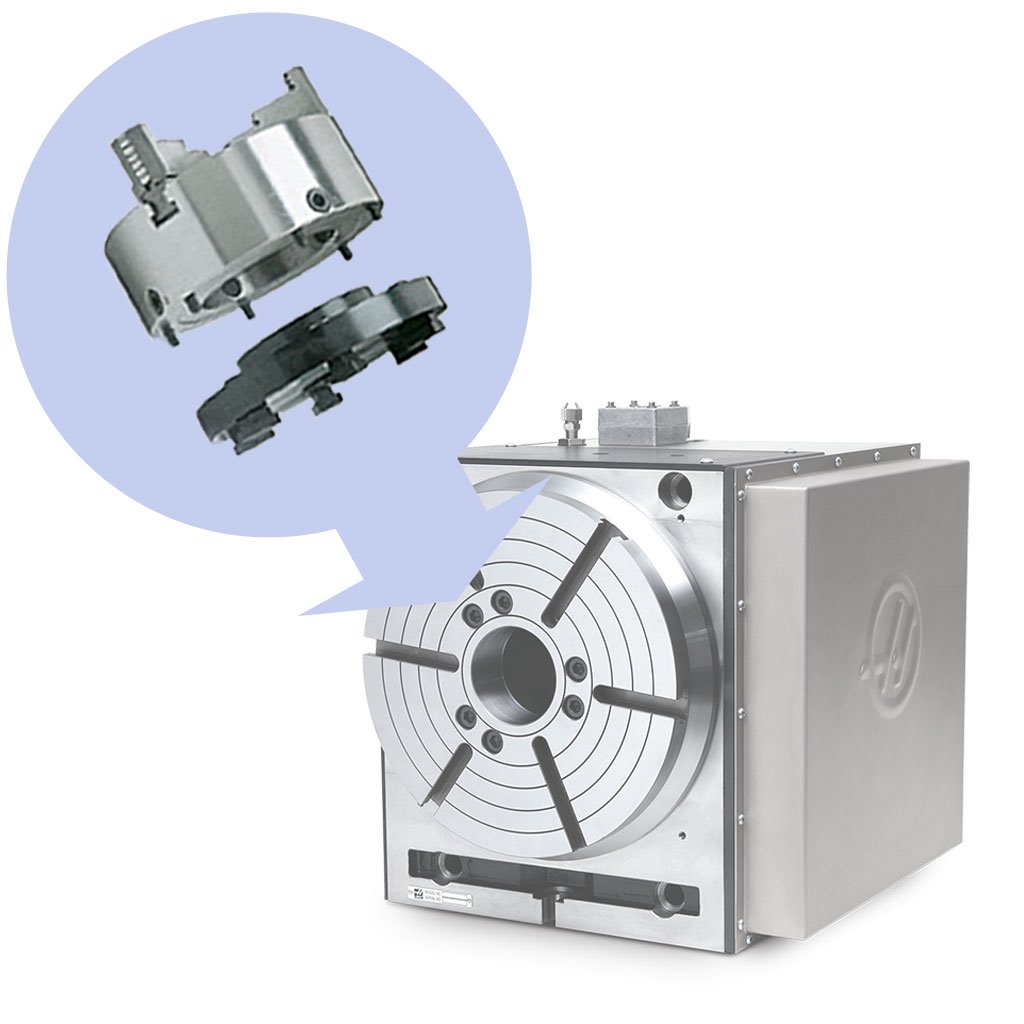 Picture of TMX 12in Set-Tru Steel Body 3-Jaw Scroll Chuck Package for HAAS HRT310SP Rotary Table