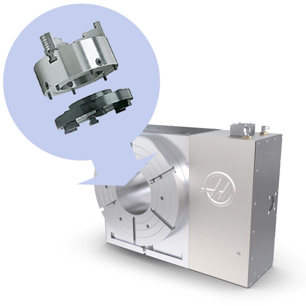 Picture of TMX 16in Set-Tru Steel Body 6-Jaw Scroll Chuck Package for HAAS HRT450 Rotary Table