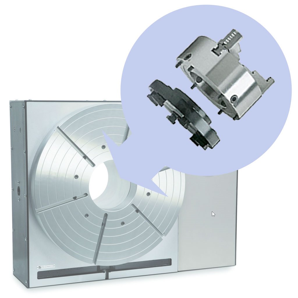 Picture of TMX 20in Set-Tru Steel Body 3-Jaw Scroll Chuck Package for HAAS HRT600 Rotary Table