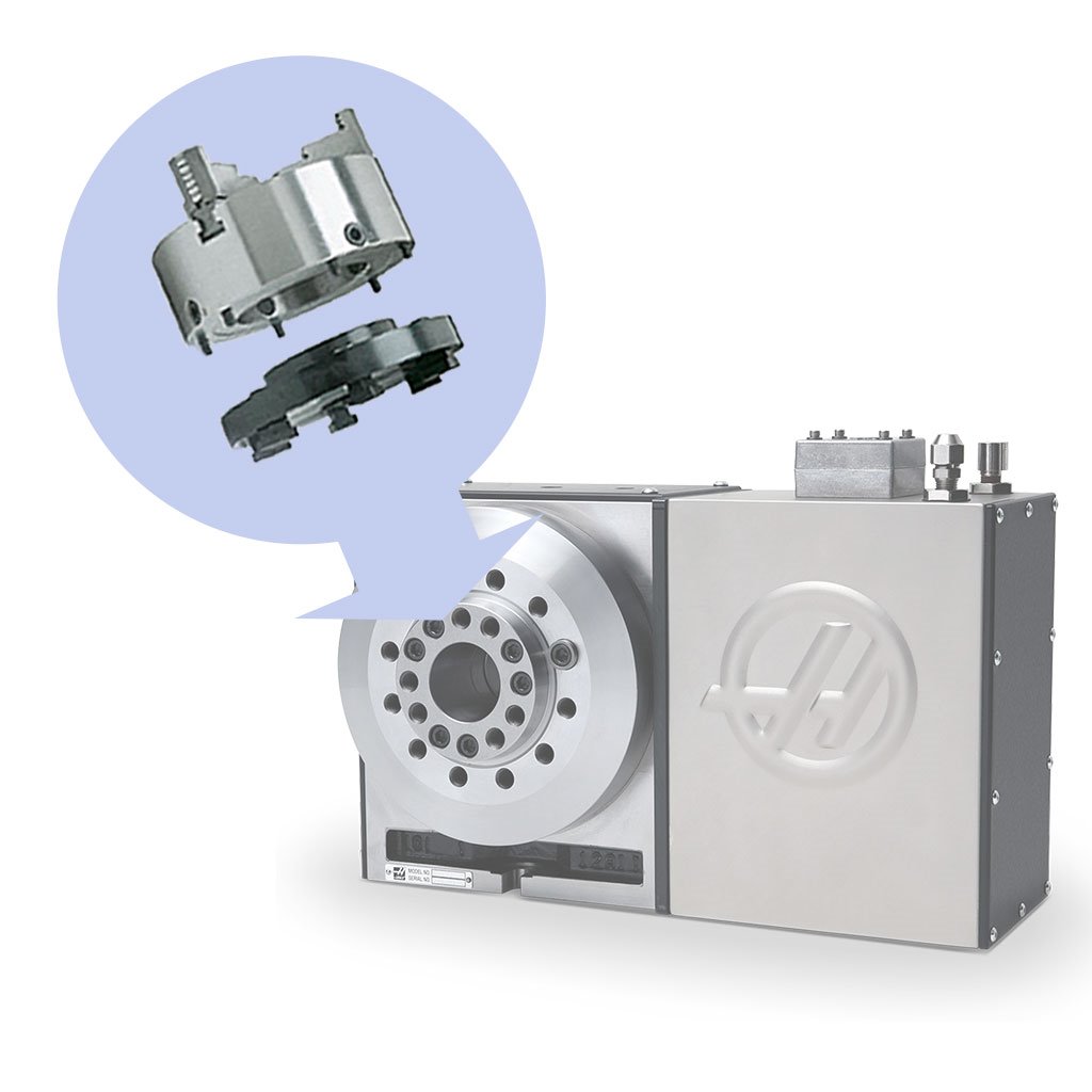 Picture of TMX 10in Set-Tru Steel Body 4-Jaw Scroll Chuck Package for HAAS HRTA6 Rotary Table