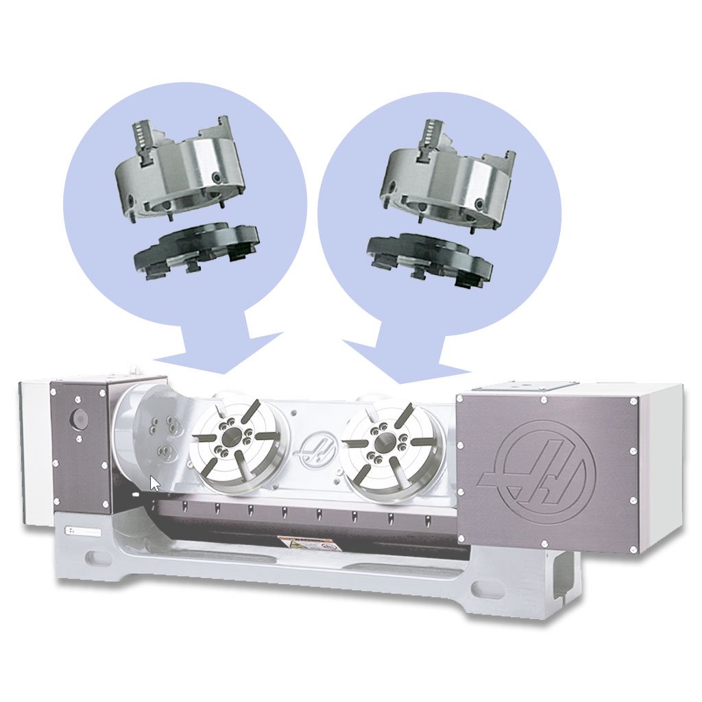Picture of TMX 6in Set-Tru Steel Body 3-Jaw Scroll Chuck Package for HAAS TR160-2 Rotary Table
