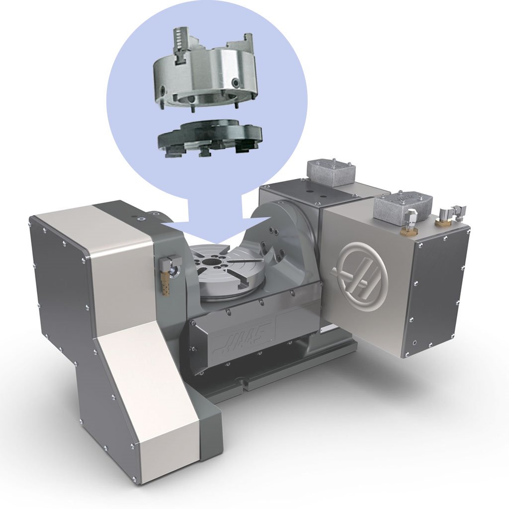 Picture of TMX 6in Set-Tru Steel Body 6-Jaw Scroll Chuck Package for HAAS TR200Y Rotary Table