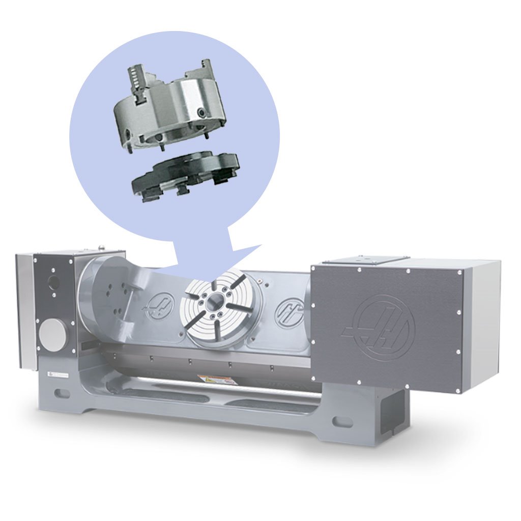 Picture of TMX 8in Set-Tru Steel Body 4-Jaw Scroll Chuck Package for HAAS TR210 Rotary Table