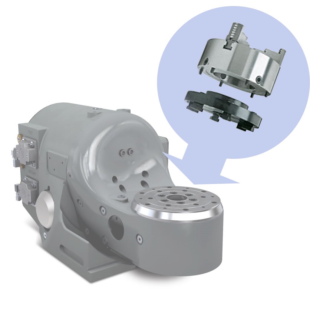 Picture of TMX 6in Set-Tru Steel Body 4-Jaw Scroll Chuck Package for HAAS TRT160 Rotary Table