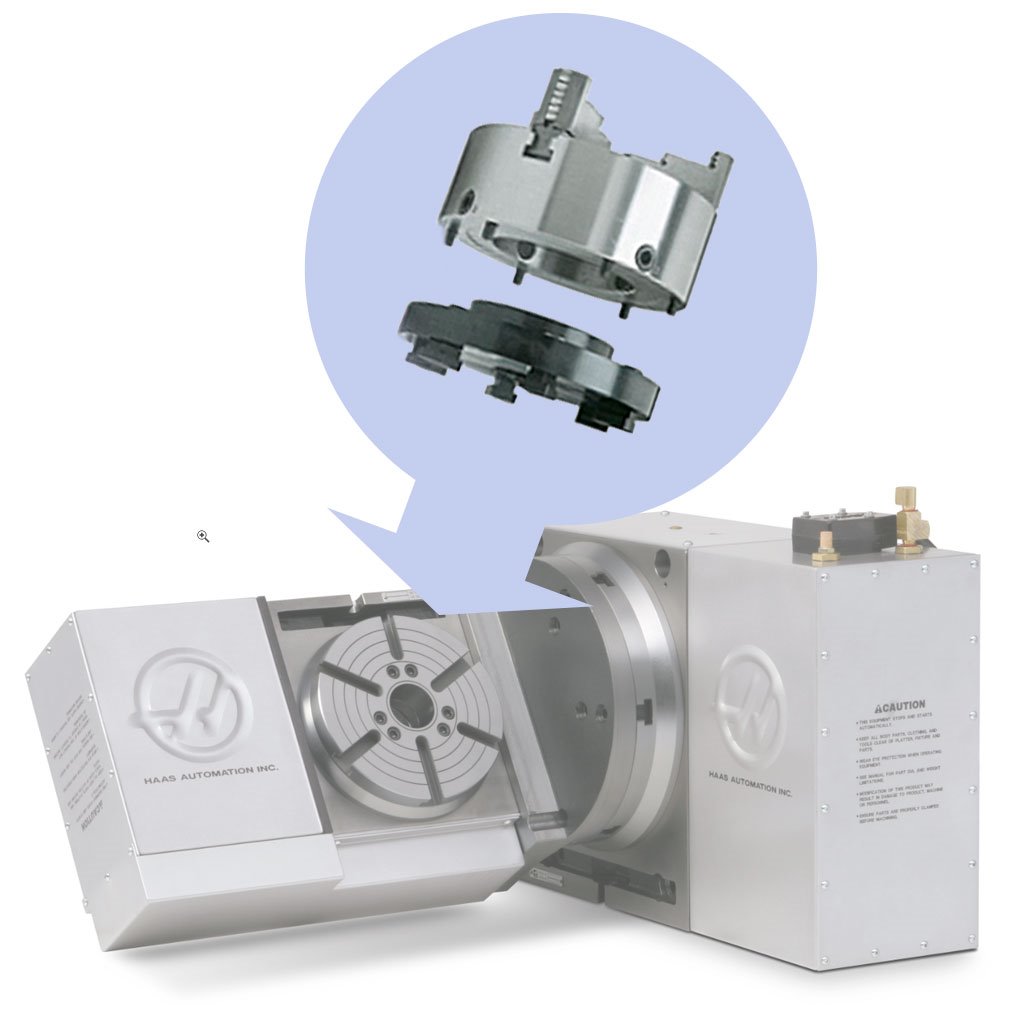 Picture of TMX 8in Set-Tru Steel Body 3-Jaw Scroll Chuck Package for HAAS TRT210 Rotary Table