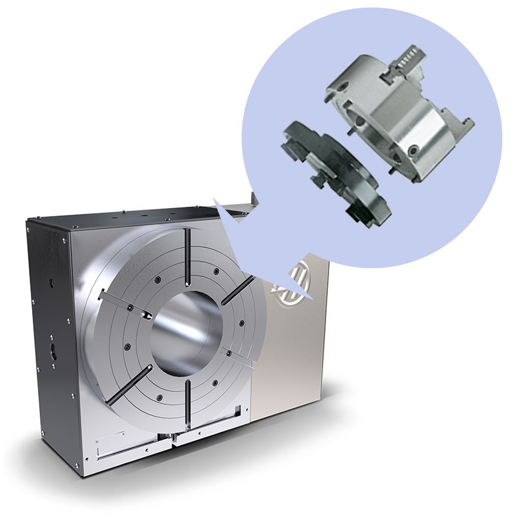 Picture of TMX 25in Independent 4-Jaw PPackage for HAAS HRT630 Rotary Table