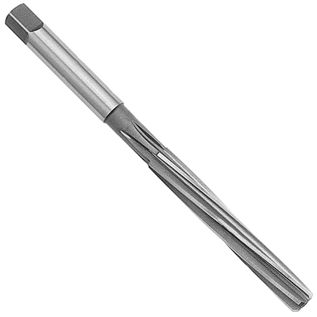 Picture of HSS TMX Hand Reamer, Left hand helical flute, Right hand cut, Straight shank, 3/8" cutting diameter, 6 Flutes: 2-1/2" flute length x 5" overall length (OAL)
