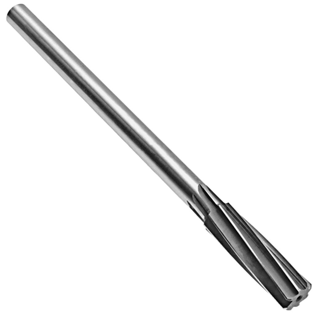 Picture of HSS Helical Flute RHC Straight shank 45 deg Chamfer TMX Chucking Reamer, 25/32" cutting diameter, 10 Flutes: 2-1/2" flute length x 9-1/2" overall length (OAL)