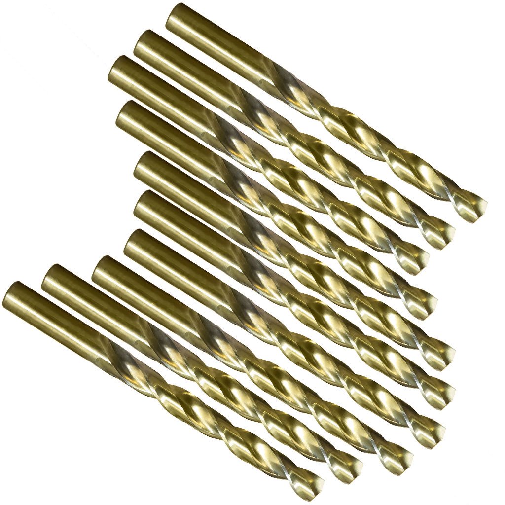 Picture of # 6 (.2040") Heavy Duty Cobalt Jobber Drill Straw/Amber color 135 Split Point 2-1/2" Flute x 3-3/4" OAL 10/pack