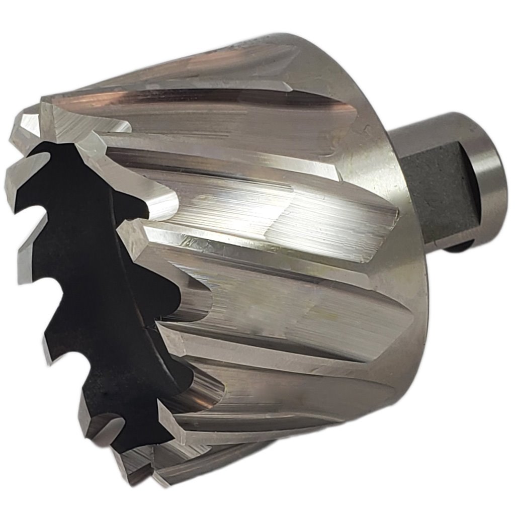 Picture of "HSS TMX Annular Cutter, 1-5/8"" cutting dia. for 1"" DOC with 10 flutes x 3/4"" shank dia. with 2 shank flats, Ejector Pilot not included."