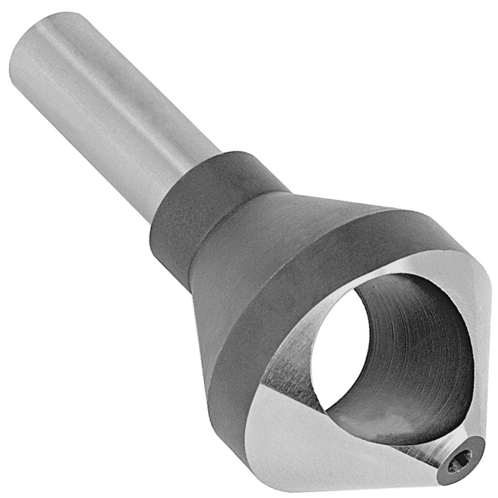 Picture of HSS Zero Flute TMX Countersink and Deburring Tool 90 angle, # 2 size, 3/16" small diameter x 17/32" large diameter with 1/4" shank