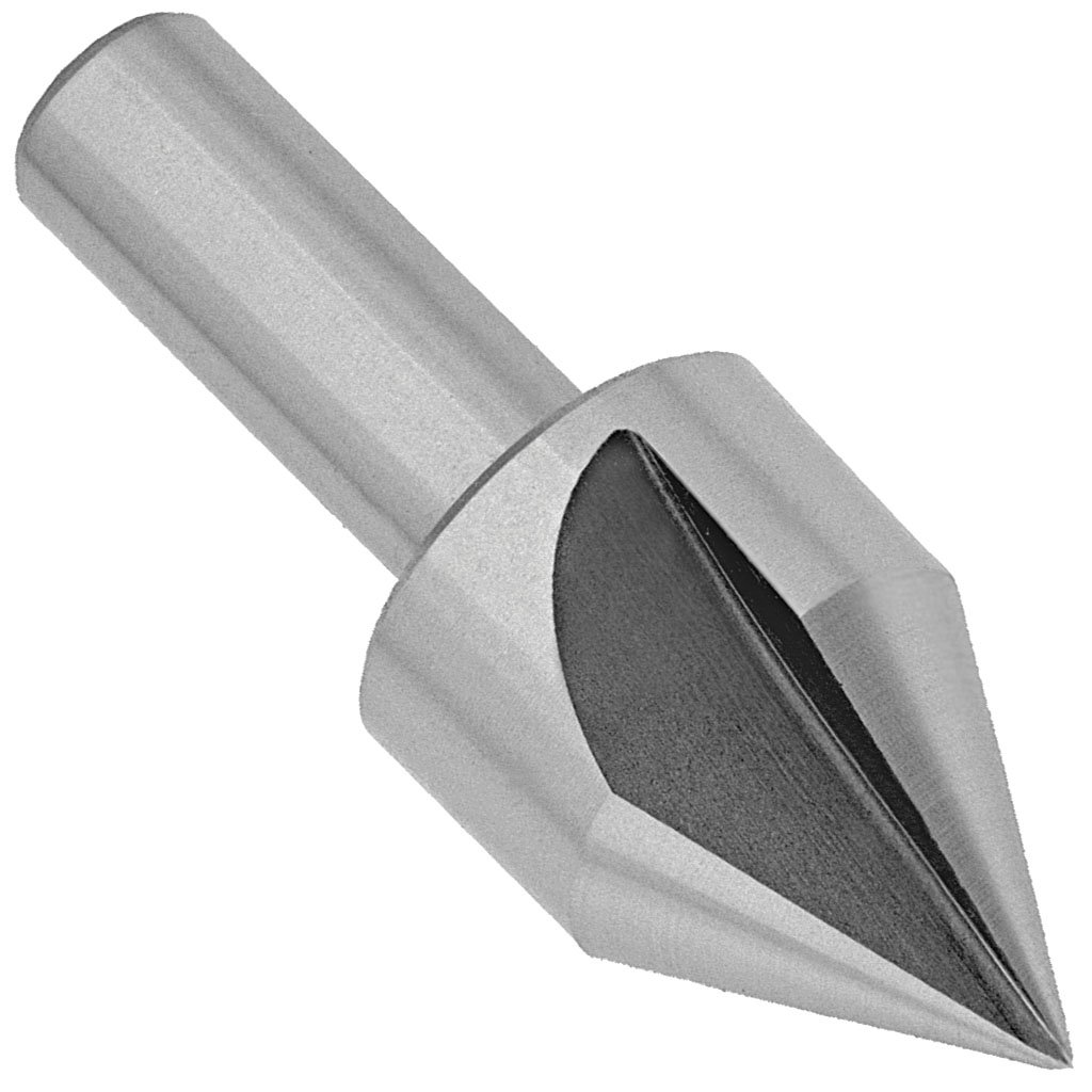 Picture of HSS TMX 3 Flute Center Countersink 100 angle, 5/8" diameter x 3/8" shank diameter x 1" shank length x 2-1/4" overall length