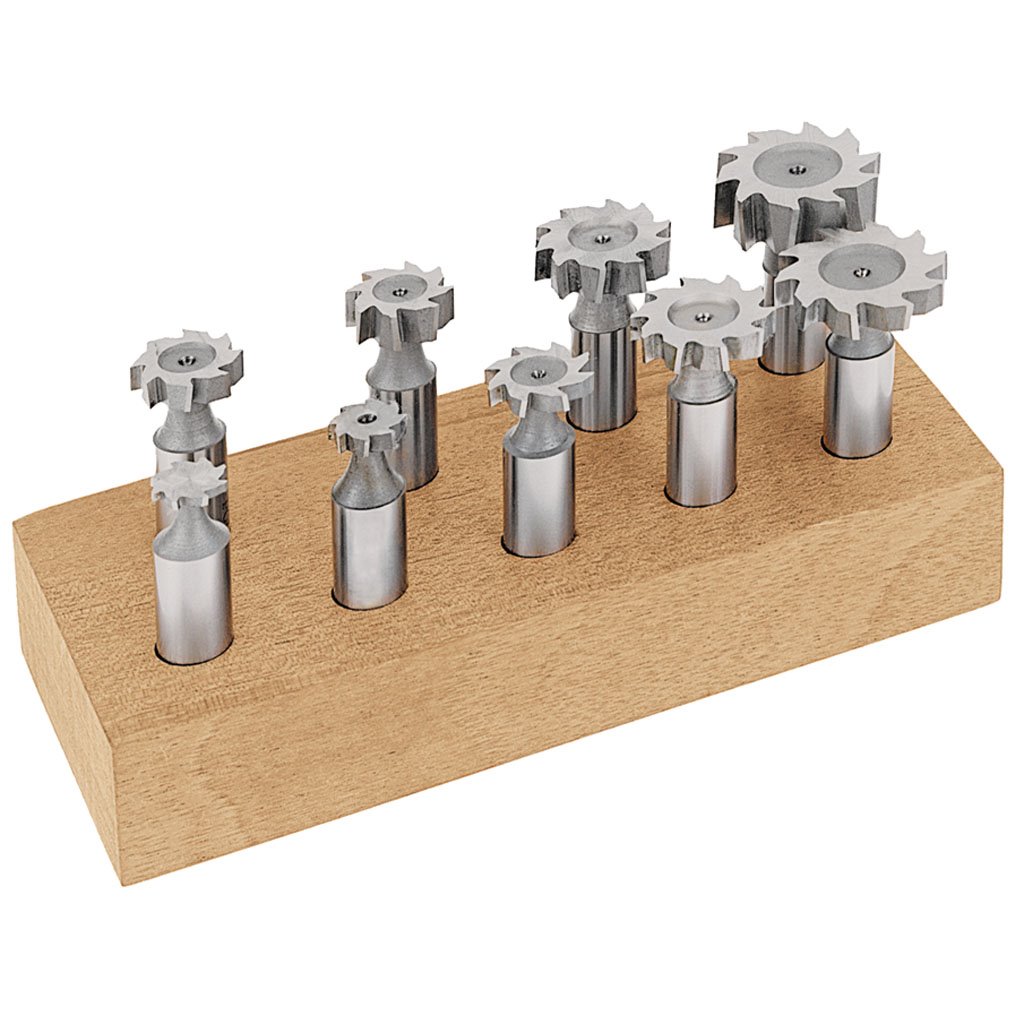 Picture of HSS TMX Straight Tooth, Woodruff Keyseat Cutter 8 Piece Set includes # 204, 304, 305, 406, 605, 606, 608 & 806 in Wooden Stand