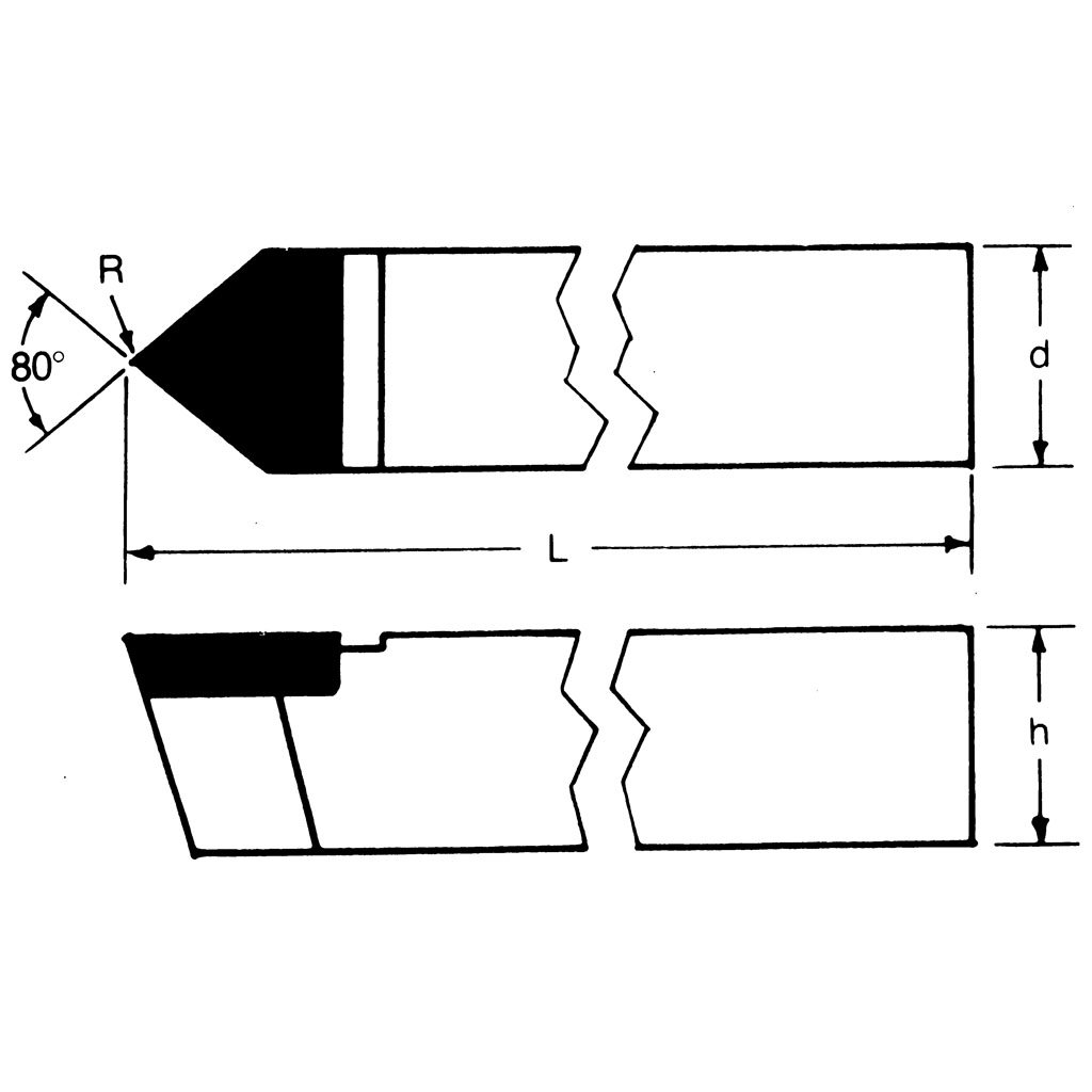 Picture of Toolmex 6-082-512 D-12 3/4In 80 Degree Pointed Nose Carbide Tipped Square Shank Universal Turning Tool Bit. Grade C2/K20