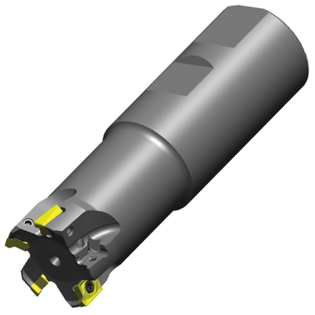 Picture of TMX AP90 1/2" Diameter 90 1 Flute Indexable End Mill with 1/2" Weldon shank and 3.9" , Coolant Feeding for APKT 10 Inserts includes screws and wrench