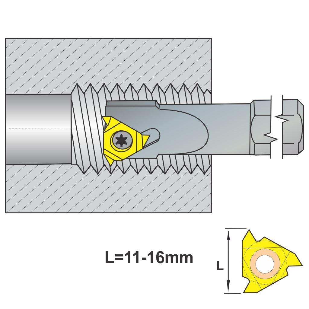 Picture of Toolmex 6-310-16R-16 Sir Internal Threading Holder 16 mm Threading Boring Bar