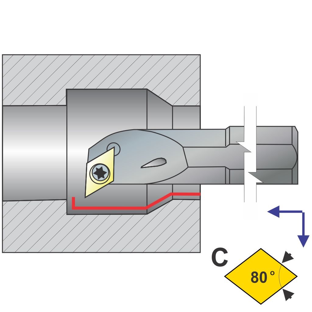 Picture of Ai-SDUCR Style, Right Hand,10 mm Dia. Boring Bar, 100 mm Oal With 0 Lead For Dcxx 21.5X Inserts Coolant Feeding