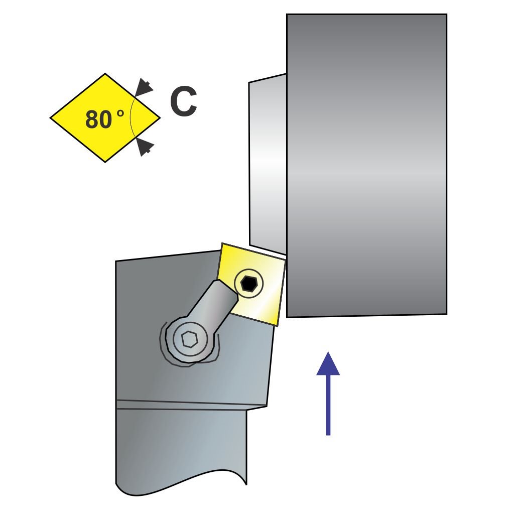 Picture of MCKNL Style, Left Hand, 1 Inch Square Shank ToolHolder, 6.00 Inch Oal, With 15 Lead For Cnxx 43X Inserts