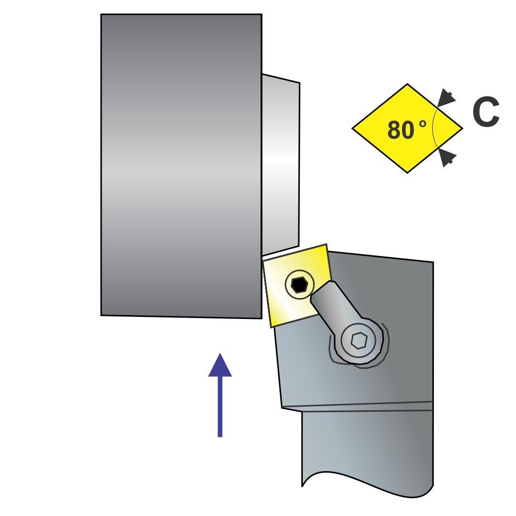 Picture of MCKNR Style, Right Hand, 1 1/4 Inch Square Shank ToolHolder, 6.00 Inch Oal, With 15 Lead For Cnxx 54X Inserts