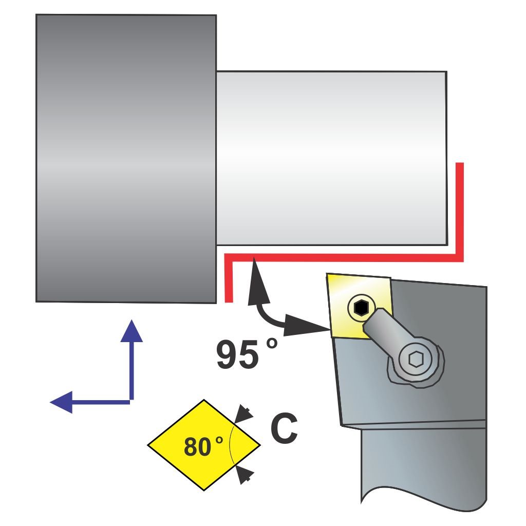 Picture of MCLNR Style, Right Hand, 1 1/2 Inch Square Shank ToolHolder, 7.00 Inch Oal, With -5 Lead For Cnxx 64X Inserts