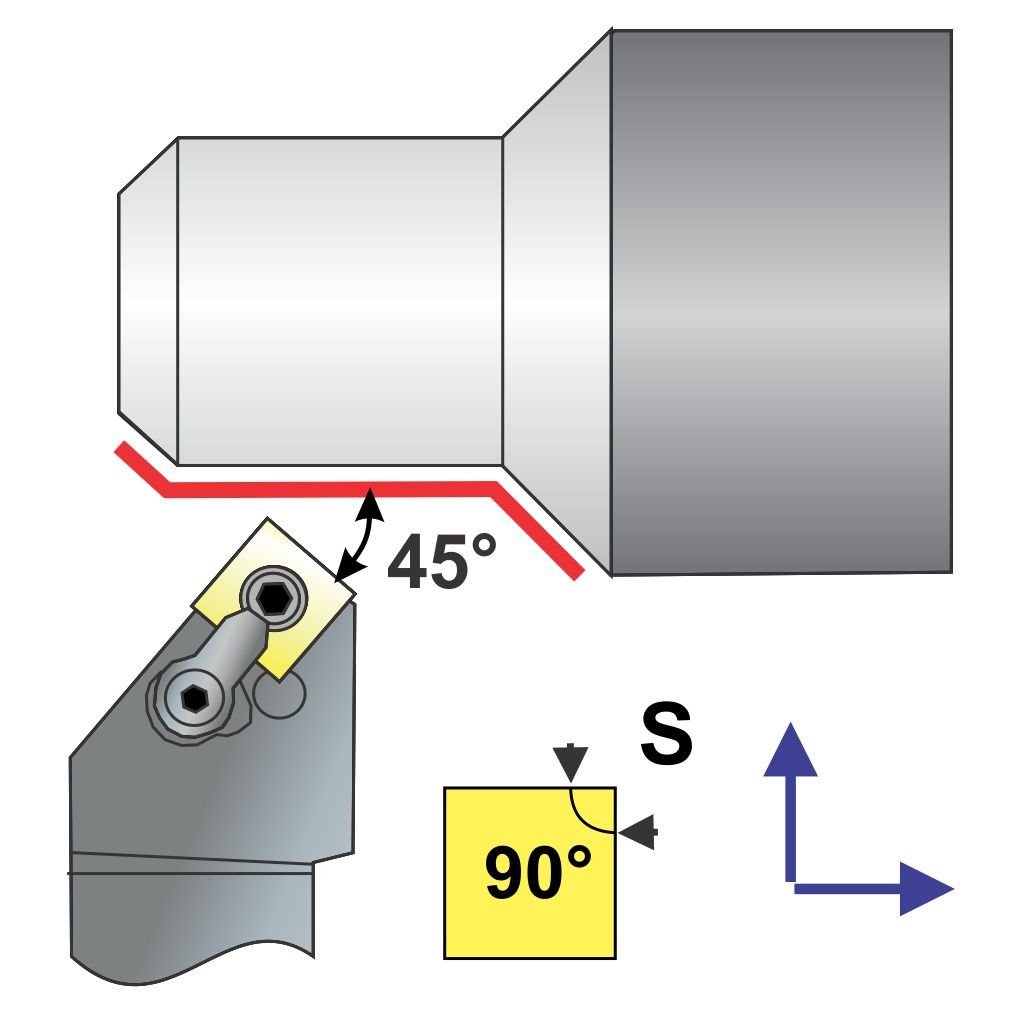 Picture of Mssnl Style, Left Hand, 1 Inch Square Shank ToolHolder, 6.00 Inch Oal, With 45 Lead For Snxx 43X Inserts