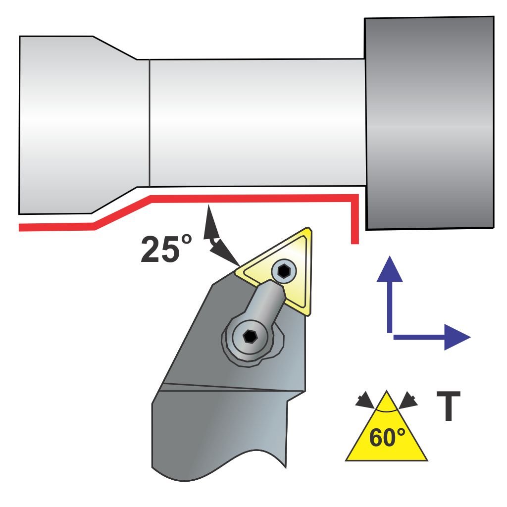 Picture of MTJNL Style, Left Hand, 1 1/4 Inch Square Shank ToolHolder, 6.00 Inch Oal, -3 Lead For Tnxx 54X Inserts