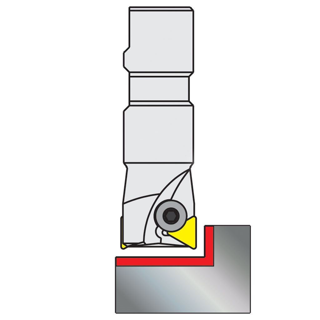 Picture of 1-1/4 Inch Cutting Dia. End Mill, 90 Cut, with .750 Weldon Shank, 2 Flutes, Use Insert 112-0766-P3 for Steel Applications. Use Insert Screw 6-999-270