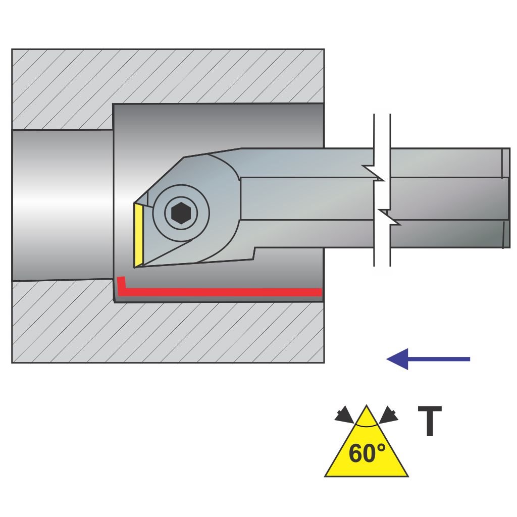 Picture of Si-Ctupr Style, Right Hand, 3/4 Inch Dia. Pos. Rake Boring Bar With -2 Lead For Tpxx 32X Inserts