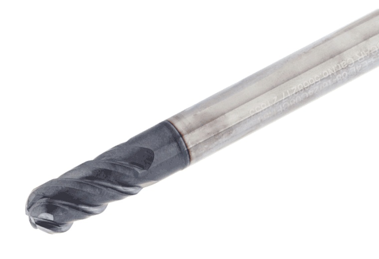 Picture of Tungaloy TEB050E4L-10/15C06CFH57 AH710 Dia 5mm SH 0.2362 LOC 0.3937 OAL2.2441 End Mill Standard Flute Standard Helix Carbide TiAlN Single End Ball NoseBall TUNG MEISTER