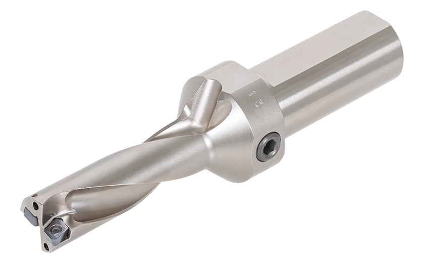 Picture of Tungaloy TDXU-1000FS-03 1" TungDrillTwisted Indexable Insert Drills with side & rear Coolant Port, L/D = 3, Flat cotter