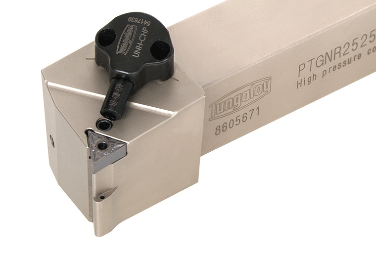 Picture of Tungaloy PTGNL1223-CHP Stick Tool Triangle Insert EcoTurn ToolHolders , Neg,G style, 91deg Approach , Steel Square 0.750 Shank