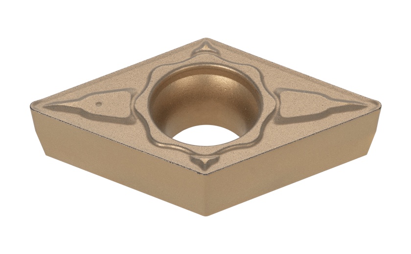 Picture of DCMT32.52 TM T9215 Tungaloy DCMT11T308 TM T9215 55.0° Positive Carbide 0.0310 0.79mm Radius Roughing, Semi Finishing