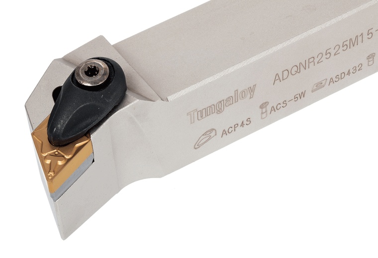 Picture of Tungaloy ADQNL2525M15-A Stick Tool 55.0° Insert Neg,Q/H style, 45deg Approach , Steel Square 0.984 Shank