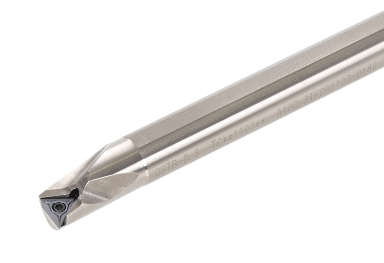 Picture of Tungaloy E08-STFCR2-D11 Boring Bar Triangle Insert Posi,F style, 91deg Approach , Carbide Round 0.500 Shank