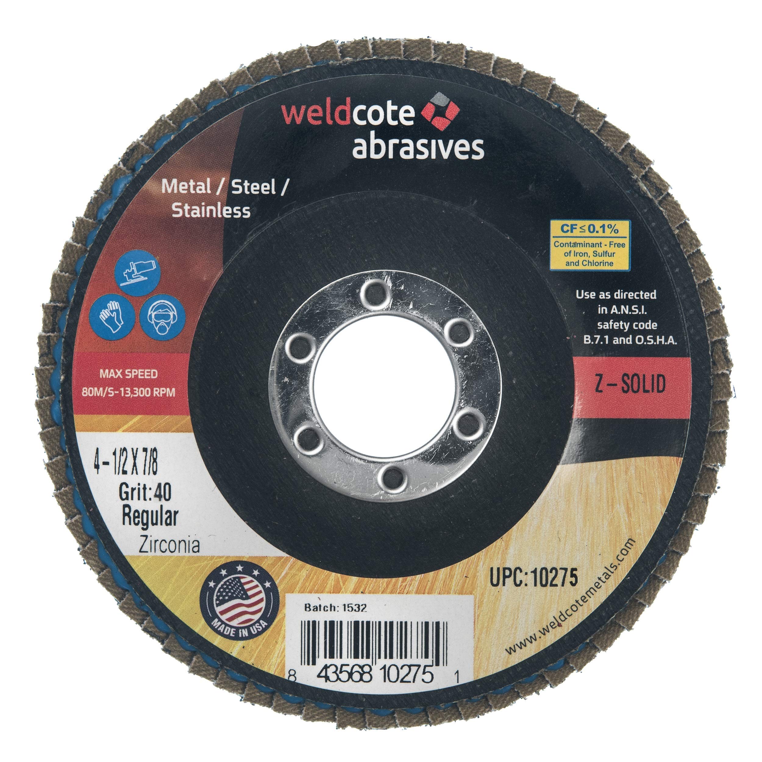 Picture of Weldcote 4 1/2 X 7/8 40 Grit Flap Disc Disc Flap