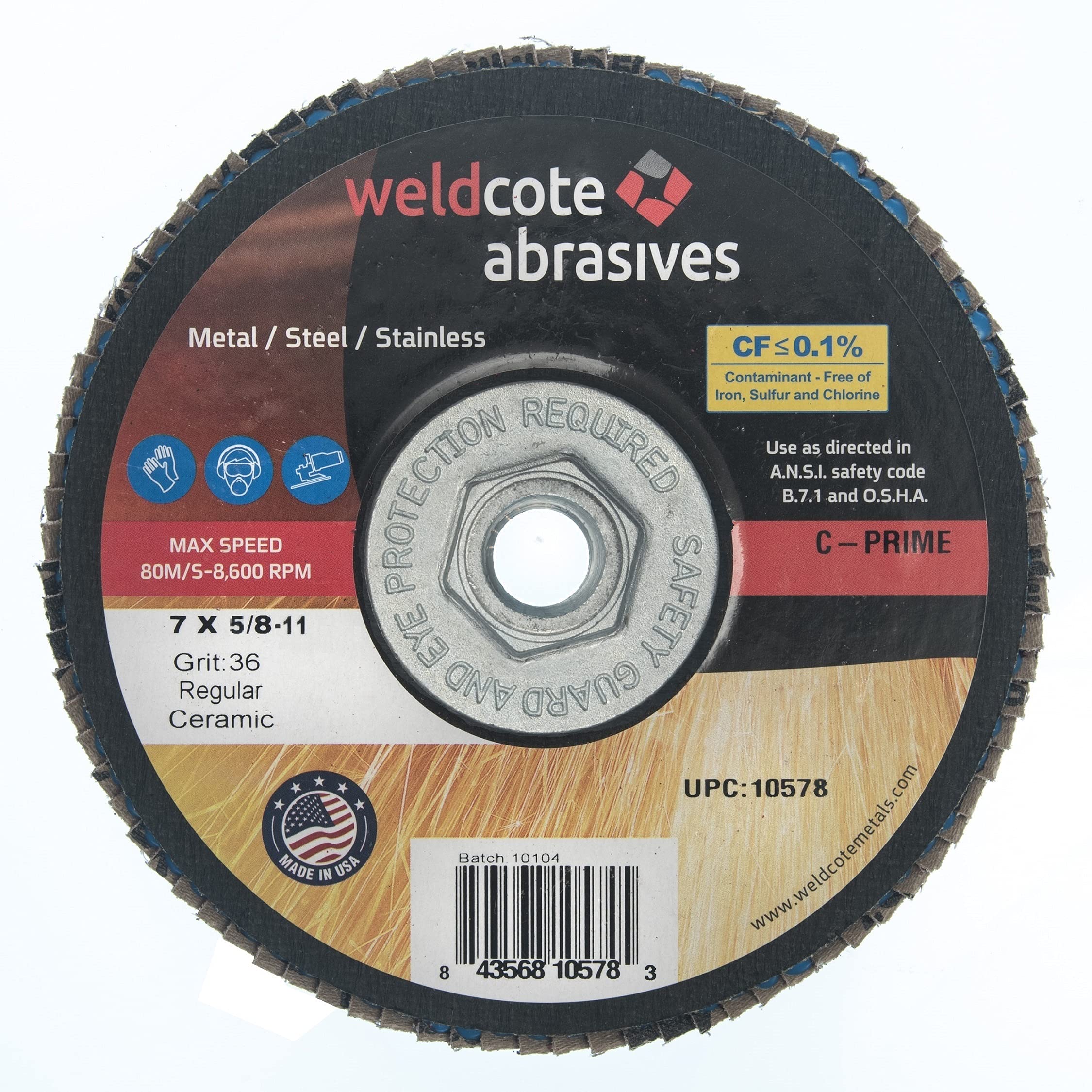 Picture of Weldcote 5 X 7/8 36 Grit Flap Disc Disc Flap
