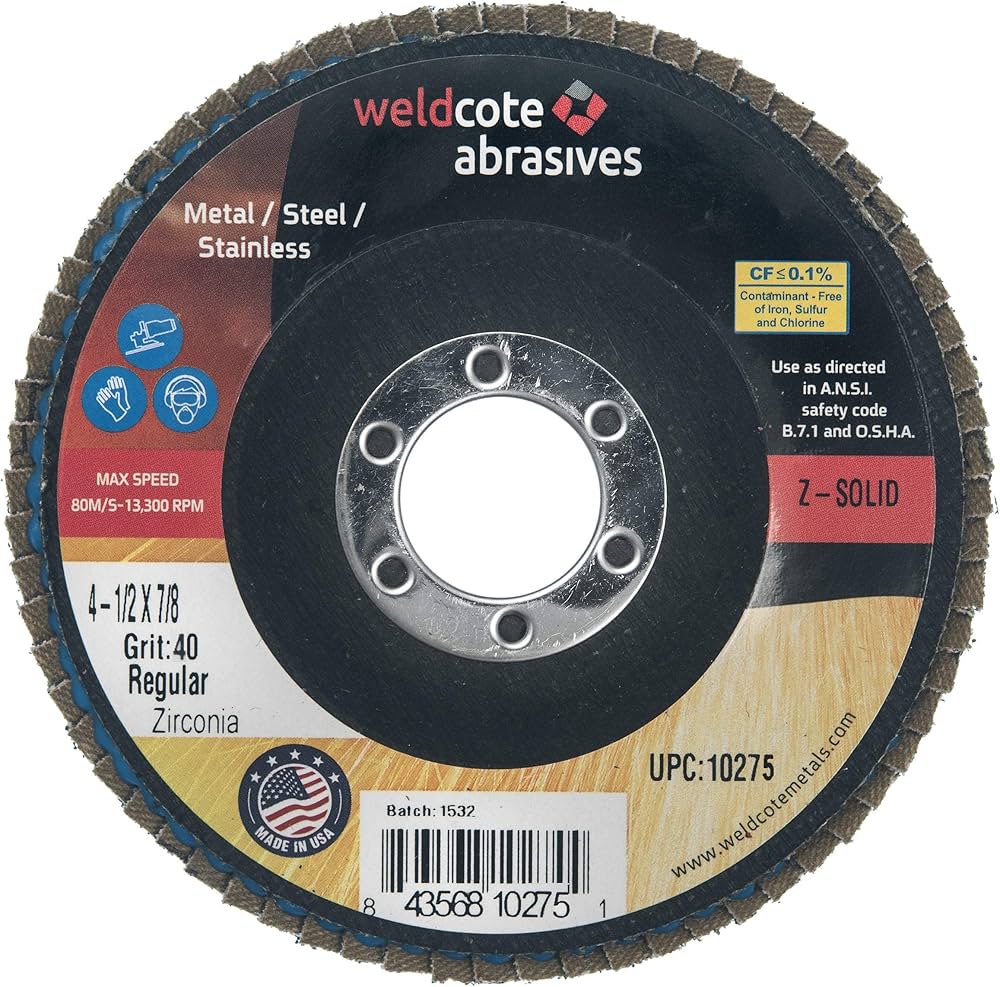 Picture of Weldcote 4 1/2 X 7/8 36 Grit Flap Disc Disc Flap