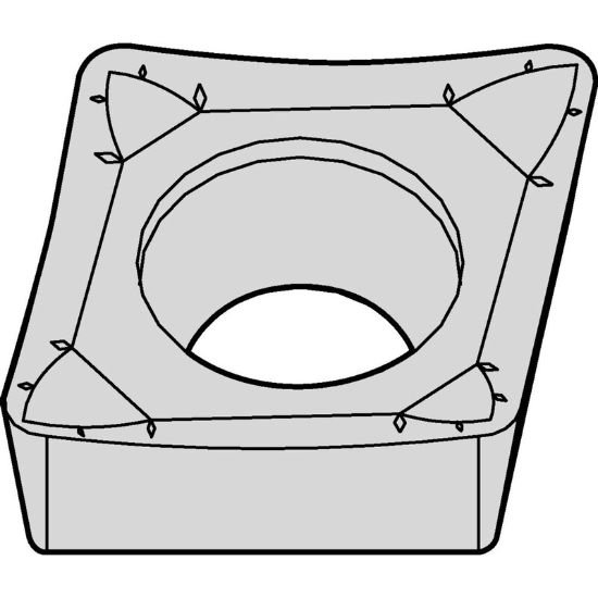 Picture of CCGT32.51AL3 HCK10 Widia/Kennametal CCGT09T304AL3 HCK10 80.0° Positive Carbide 0.0160 0.41mm Radius Finishing, Semi Finishing