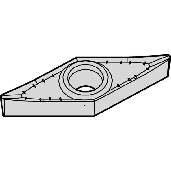 Picture of VCGT331AL3 HCK10 Widia/Kennametal VCGT160404AL3 HCK10 35.0° Positive Carbide 0.0310 0.79mm Radius Finishing, Semi Finishing