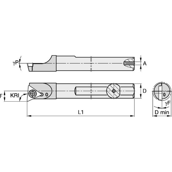 Picture of Widia/Kennametal FCBM61520R Carbide Triangle Insert Boring Bar 0.236