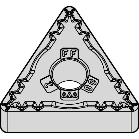 Picture of TNMG331FF WP15CT Widia/Kennametal TNMG160404FF WP15CT Triangle Negative Carbide 0.0160 0.41mm Radius Medium, Semi Finishing