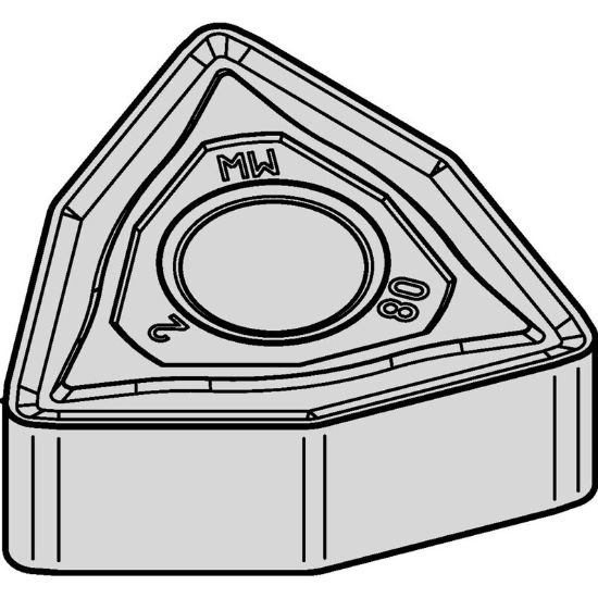 Picture of WNMG432MW WK05CT Widia/Kennametal WNMG080408MW WK05CT Trigon Negative Carbide 0.0310 0.79mm Radius Medium, Semi Finishing