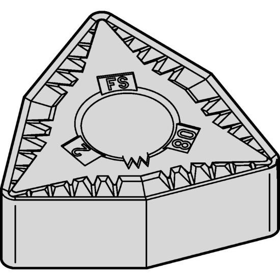 Picture of WNGG431FS WU10HT Widia/Kennametal WNGG080404FS WU10HT Trigon Negative Carbide 0.0160 0.41mm Radius Medium, Semi Finishing