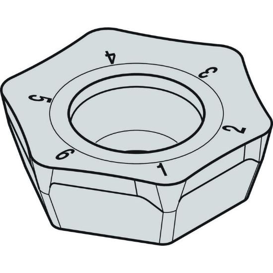Picture of Widia/Kennametal HPGT06T3DZERLD WP25Powder Metal Milling Insert Hexagon TiAlN 0.038 Corner Radius