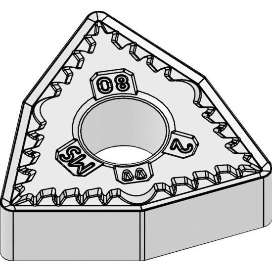 Picture of WNMG431MS WU10HT Widia/Kennametal WNMG080404MS WU10HT Trigon Negative Carbide 0.0160 0.41mm Radius Medium, Semi Finishing