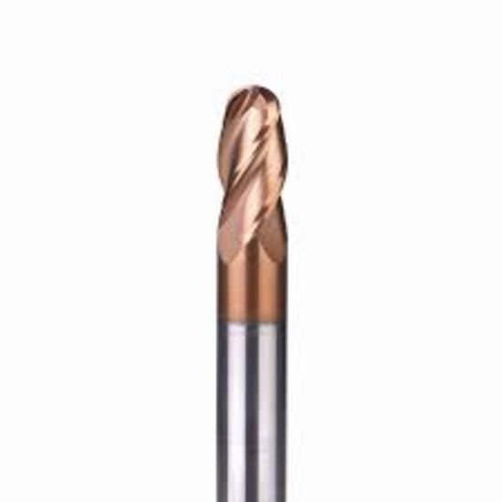 Picture of Widin DB734030-2.0 Dia 3mm SH 0.2362 LOC 0.1181 OAL2.7559 End Mill Standard Flute Standard Helix Carbide AlTiN Single End Ball NoseBall Z-Star